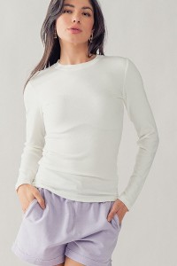 SOLID KNIT CASUAL LONG SLEEVE TOP