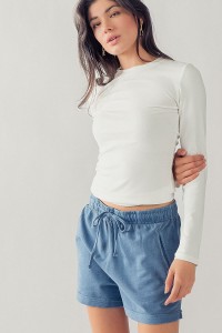 SOLID KNIT CASUAL LONG SLEEVE TOP