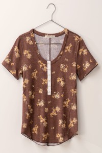 FLORAL THERMAL KNIT HENLEY