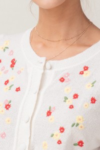 FLORAL EMBROIDERED FRENCH TERRY CARDIGAN