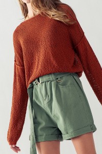 OPEN KNIT CREW NECK SWEATER