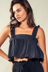 RUFFLED STRAPS CROP BLOUSE TOP