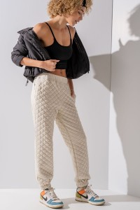 ELASTIC WAISTBAND QUILTED SWEATPANTS