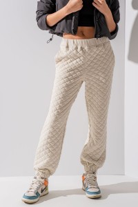 ELASTIC WAISTBAND QUILTED SWEATPANTS