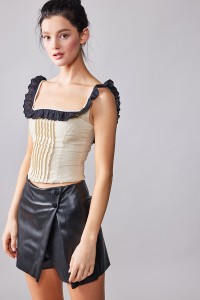 OPEN BACK LACE FRILL TRIM TOP
