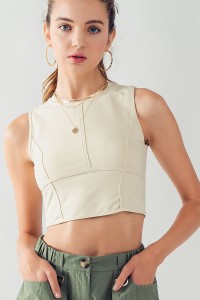 ANETTE SLEEVELESS CONTRAST STITCH CROP TANK TOP