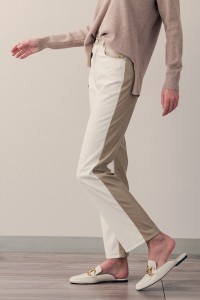 TWO TONE COLOR BLOCK FRONT AND BACK LEATHER PANTS