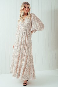 DITSY FLORAL TIERED RUFFLED MAXI DRESS