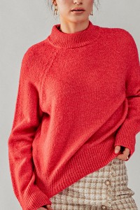 MOCK NECK PULLOVER KNIT SWEATER