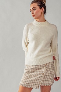 MOCK NECK PULLOVER KNIT SWEATER