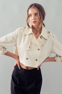 CROPPED DOUBLE BREASTED TRENCH JACKET