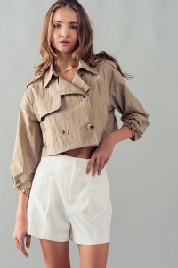 CROPPED DOUBLE BREASTED TRENCH JACKET