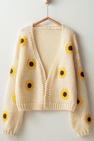 0156-6703<br/>Sunflower Serenade Cardigan - Crochet Knit