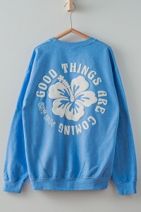 OVERSIZED EMBROIDERY GOOD THINGS ARE COMING SWEATSHIRT