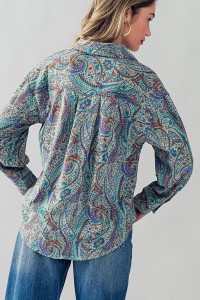 ELSIE MULTI COLLARED BUTTON DOWN PAISLEY SWIRL TOP