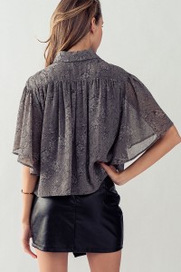 FLORAL PRINT PLEATED TOP