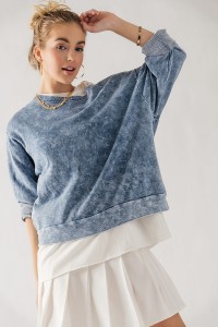 VINTAGE WASHED CREW NECK FRENCH TERRY SWEATSHIRT