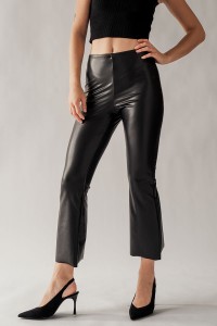 FAUX LEATHER FLARE PANTS
