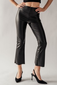 FAUX LEATHER FLARE PANTS