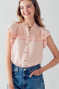 DIXON RUFFLED PLEATED FRONT BLOUSE