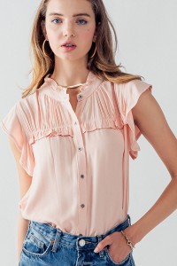 DIXON RUFFLED PLEATED FRONT BLOUSE