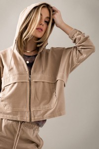 UTILITY STYLE MINERAL WASH CROPPED JACKET