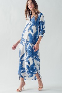 ELSIE PALMS AND PROMISES BUTTON DOWN DRESS