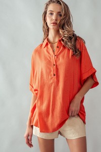 RELAXED FIT BUTTON DOWN SHIRT