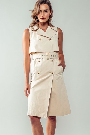 0421-6467<br/>Urban Oasis Trench Midi Dress - Belted