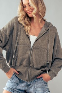 ZIP UP HOODED JACKET WITH POCKETS
