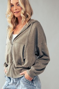 ZIP UP HOODED JACKET WITH POCKETS