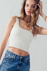 STACY SQUARE NECK RIB KNIT CROP TOP