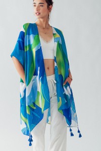 KATE COLORFUL ABSTRACT OPEN FRONT KIMONO
