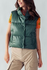 STAND COLLAR RELAXED CROPPED PUFFER VEST