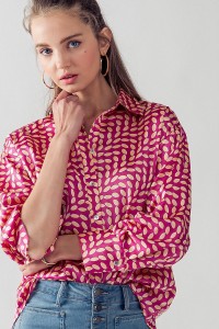 ELSIE ALL OVER PRINTED BUTTON DOWN TOP