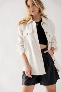 RELAXED FIT BUTTON DOWN CORDUROY SHIRT JACKET