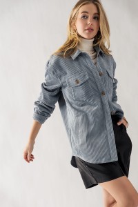 RELAXED FIT BUTTON DOWN CORDUROY SHIRT JACKET