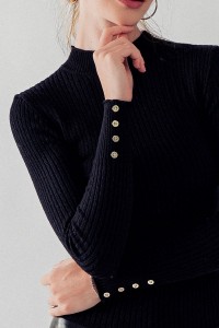 RIBBED KNIT HIGH NECK LONG SLEEVE