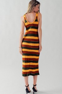 MAEVE HOLLOW OUT KNIT MIDI DRESS