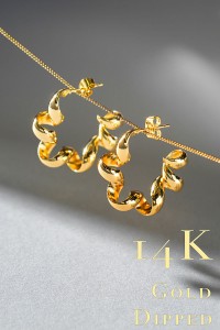 14K GOLD DIPPED TWISTED LINE STUD EARRING
