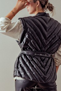 QUILTED CHEVRON PATTERN PUFFER VEST