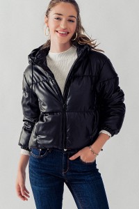 BELLA FAUX LEATHER PUFF JACKET