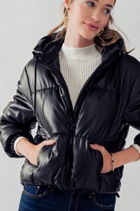 BELLA FAUX LEATHER PUFF JACKET