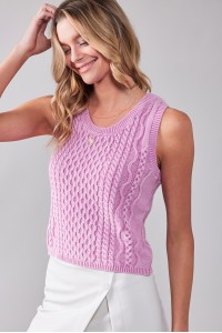 CABLE KNIT PATTERN TANK TOP