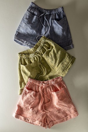 0595-1738<br/>MINERAL WASHED GAUZE SHORTS