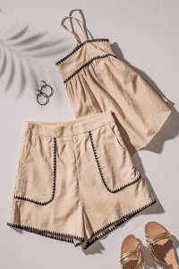 CONTRAST TRIM TOP AND SHORTS SET