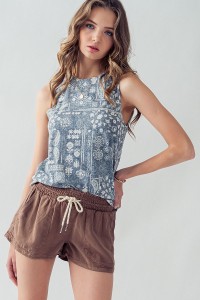 VINTAGE PAISLEY FLORAL SLEEVELESS TOP