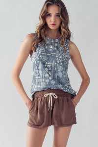 VINTAGE PAISLEY FLORAL SLEEVELESS TOP