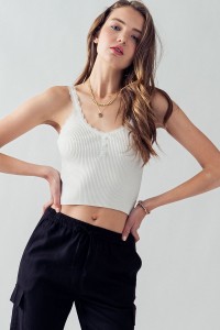 STACY CROPPED RIB KNIT TANK TOP