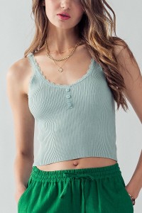STACY CROPPED RIB KNIT TANK TOP